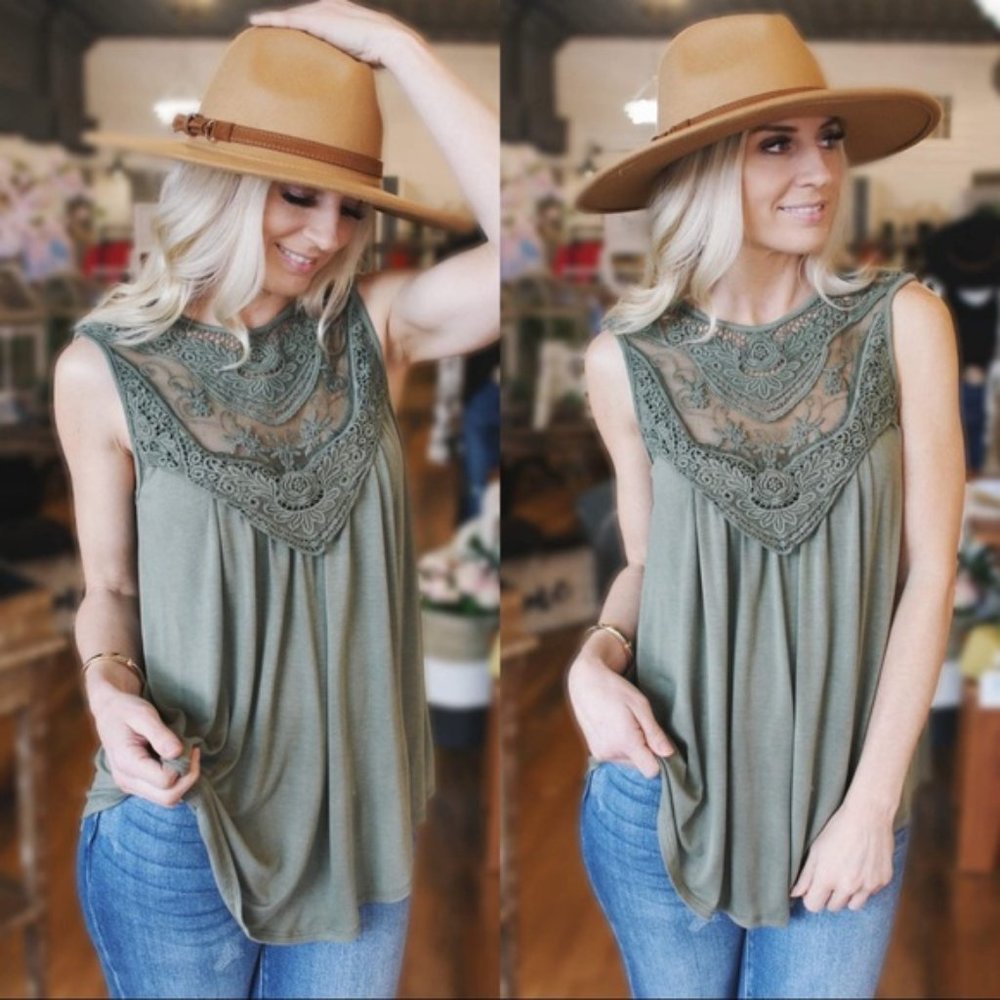 Needless To Say Tank Top-Vintage Olive